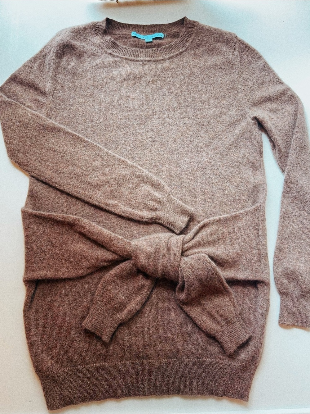 🤎 Antonio Melani 100% Cashmere Sweater | Brown Cocoa Heather | XS Taupe - Picture 3 of 8